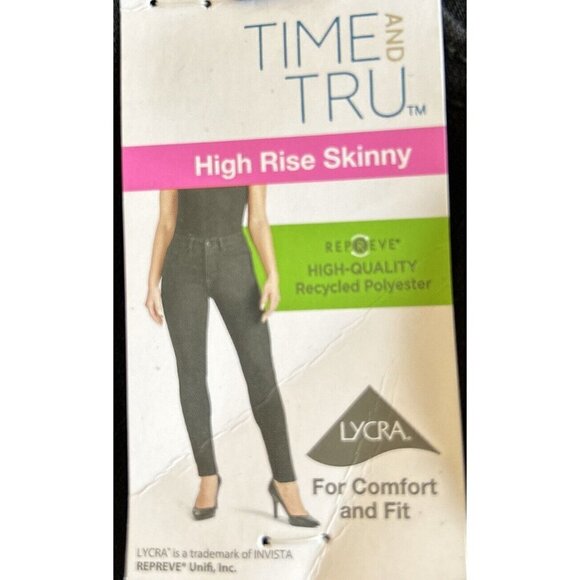 Time and Tru Womens Fitted HIGH RISE SKINNY Jean Black Denim Size 6 NEW - Picture 3 of 5
